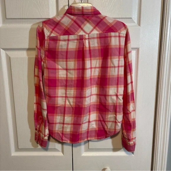 American Eagle Outfitters LS Button M Shirt Pink Plaid Favorite Fit women’s - Picture 6 of 9